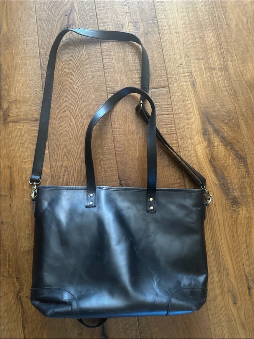 Black Leather Computer Messenger Shoulder Bag